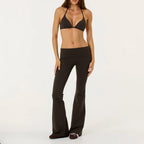 Y2K Halter Bra & Fold Over Waist Flare Leggings 2 Piece Set