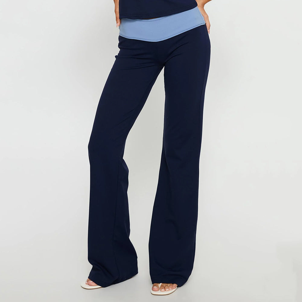 Women Color Block Waistband Flare Yoga Pants