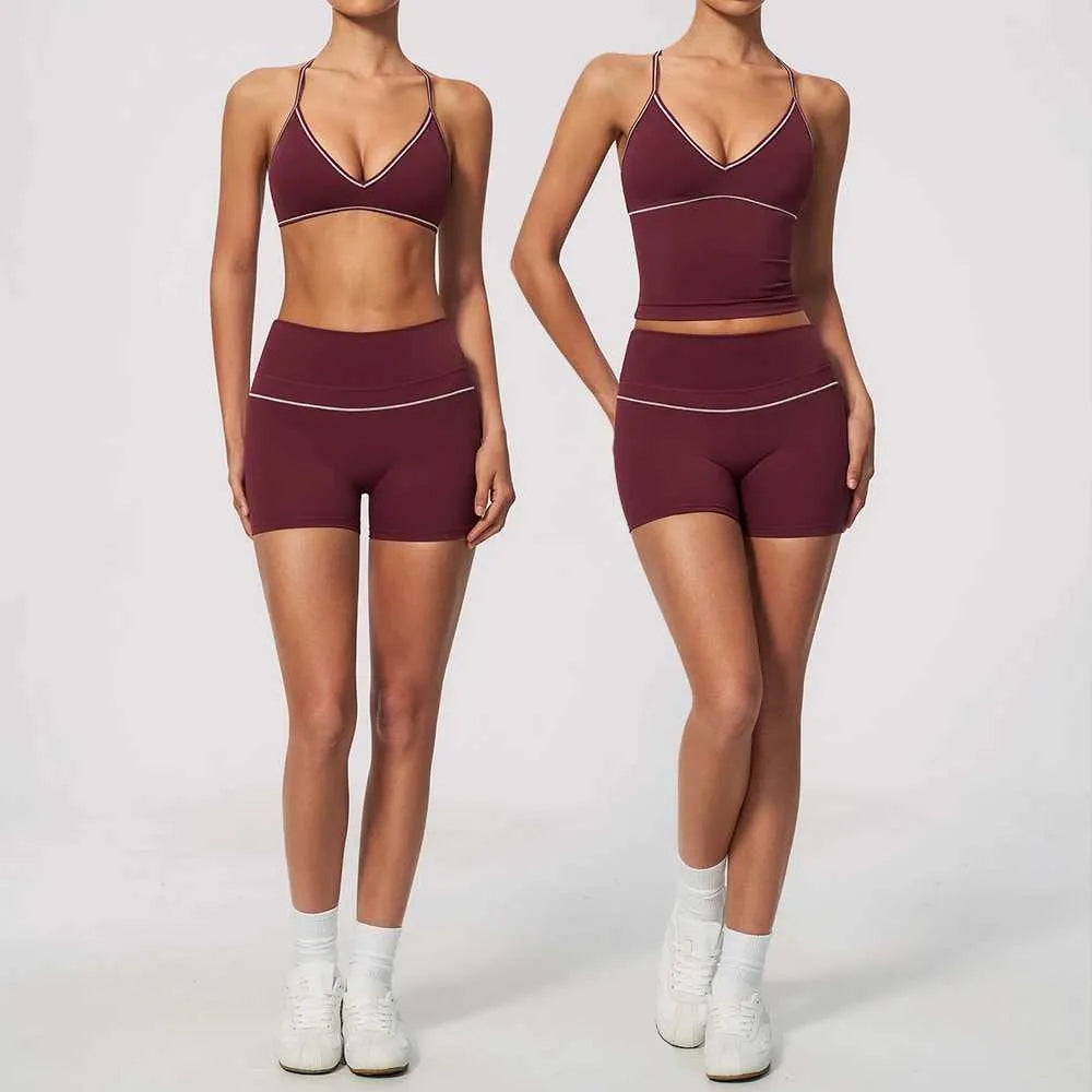 Women Contrast‑Piping 2‑Piece Workout Set