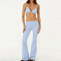 Y2K Halter Bra & Fold Over Waist Flare Leggings 2 Piece Set