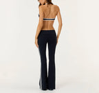 Y2K Fold Over Waist Athletic Yoga Pilates Flare Pants