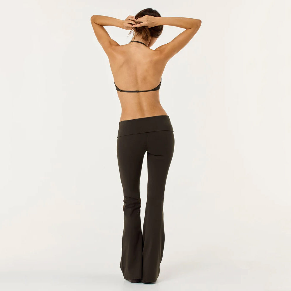 Y2K Halter Bra & Fold Over Waist Flare Leggings 2 Piece Set