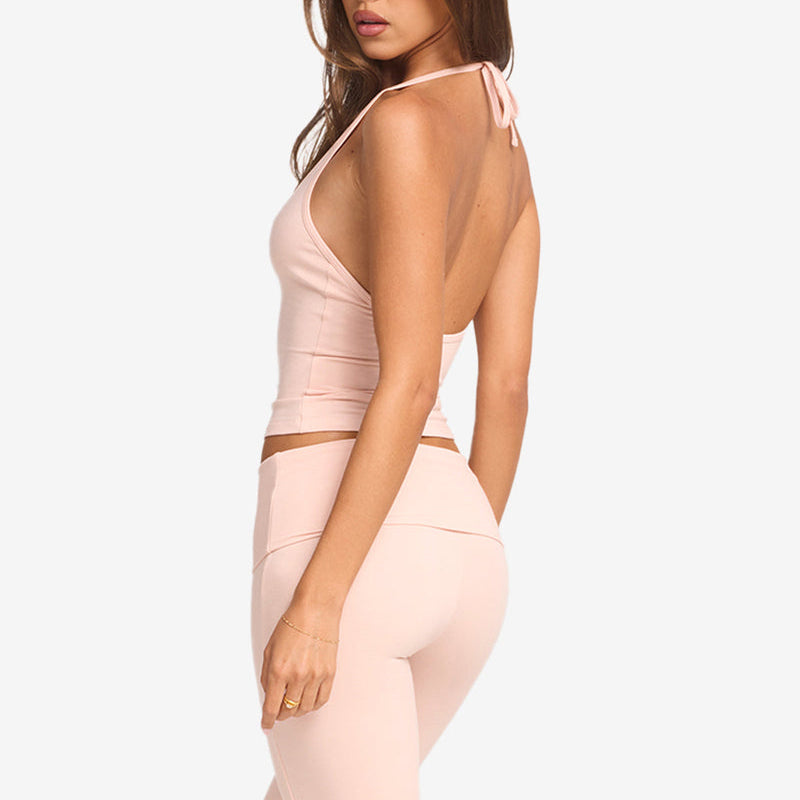 Women Scoop Neck Halter Tank