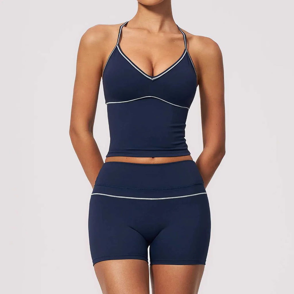 Women Contrast‑Piping 2‑Piece Workout Set