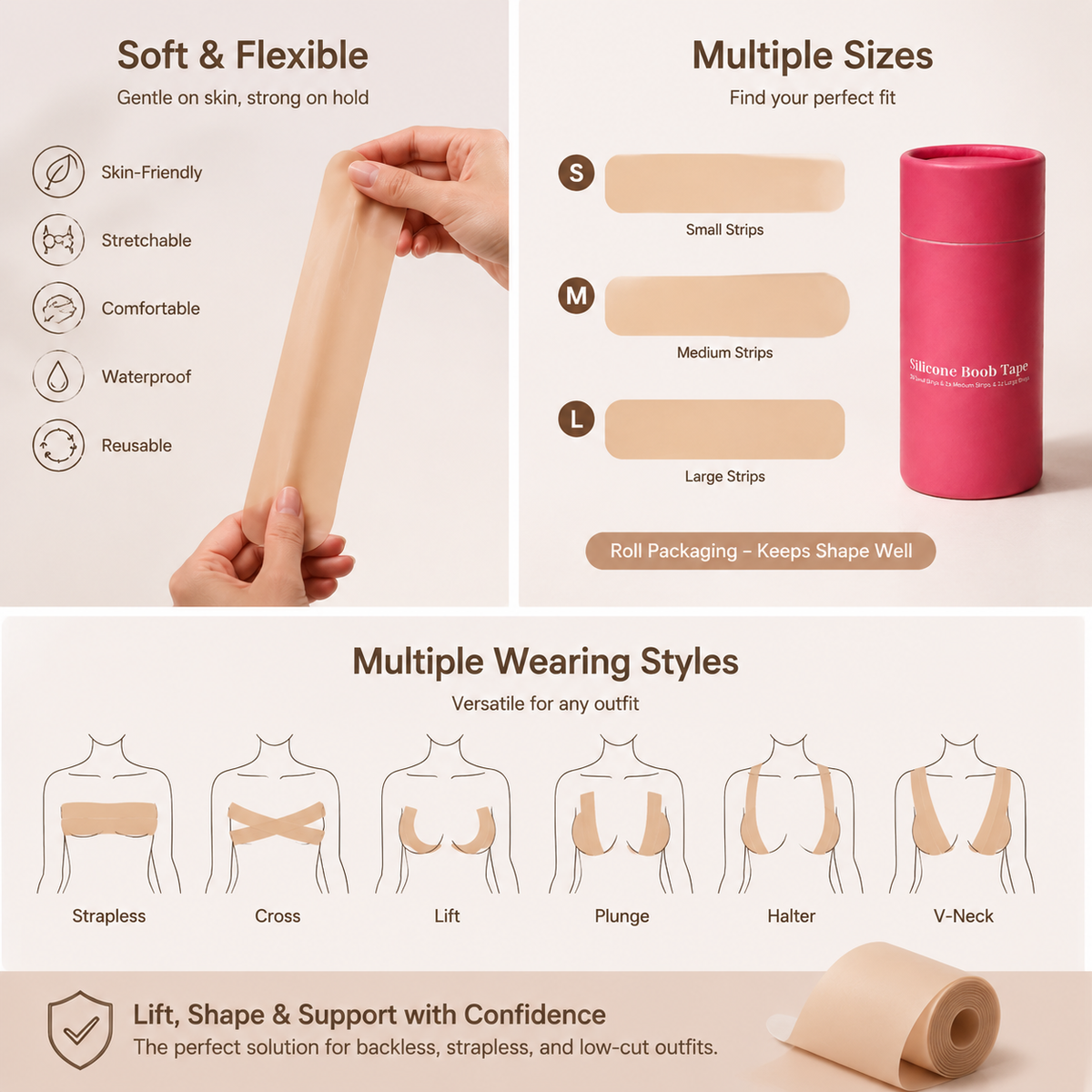 Medical -grade Silicoe Boob Tape