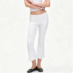 Women Fold‑Over Waist Cropped Flare Leggings