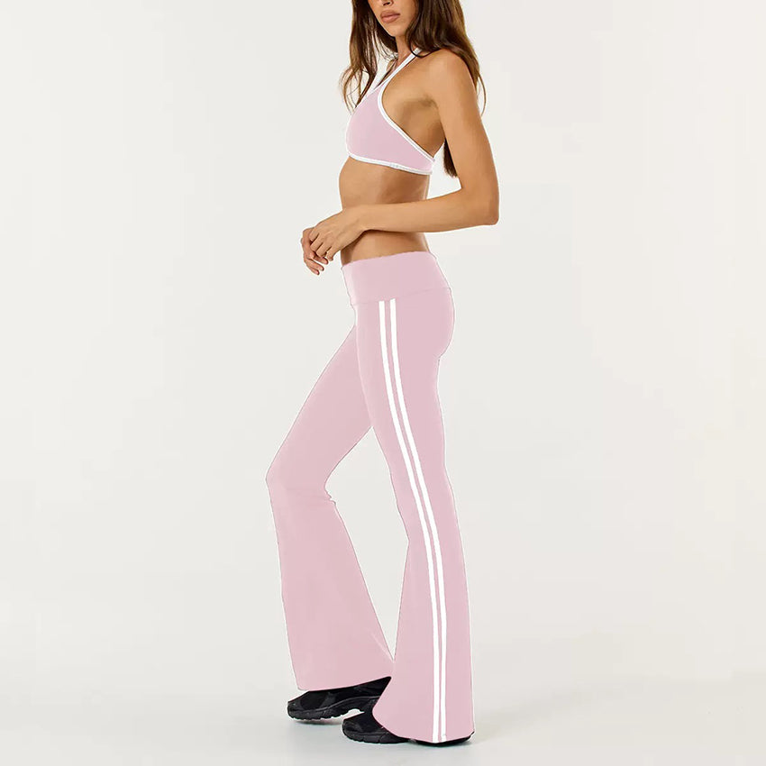 Y2K Fold Over Waist Athletic Yoga Pilates Flare Pants