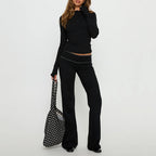 Women Color Block Waistband Flare Yoga Pants
