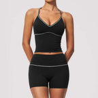 Women Contrast‑Piping 2‑Piece Workout Set