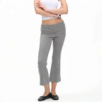 Women Fold‑Over Waist Cropped Flare Leggings