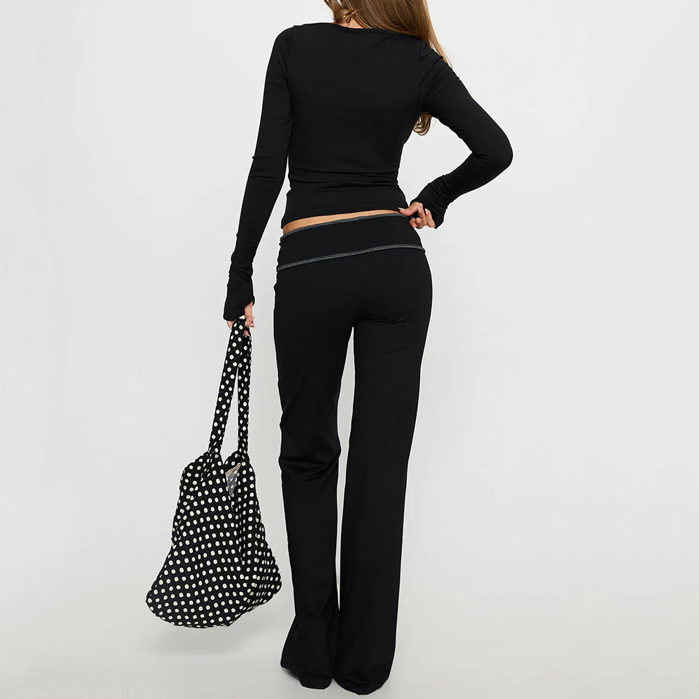 Women Color Block Waistband Flare Yoga Pants